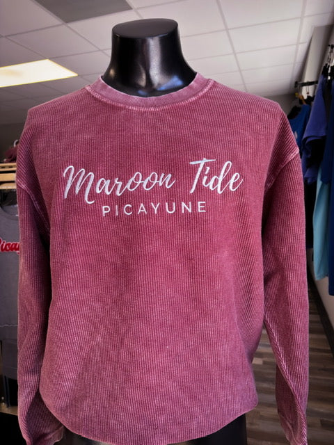 Maroon Tide Embroidered Corded Shirt