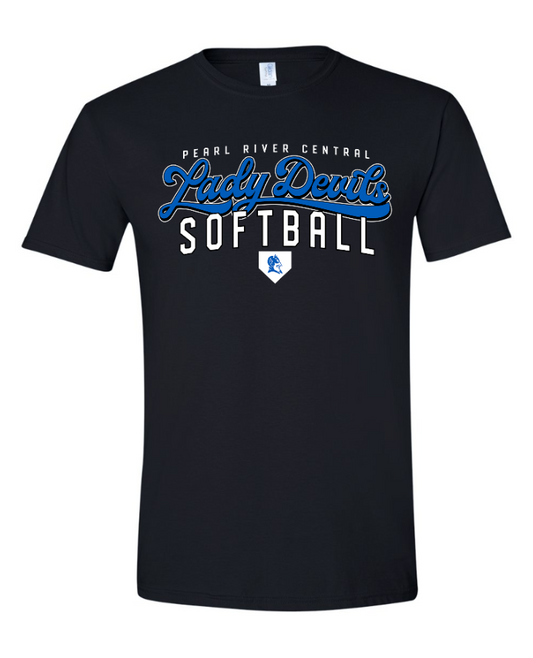 Lady Devils Softball Script Softstyle tee