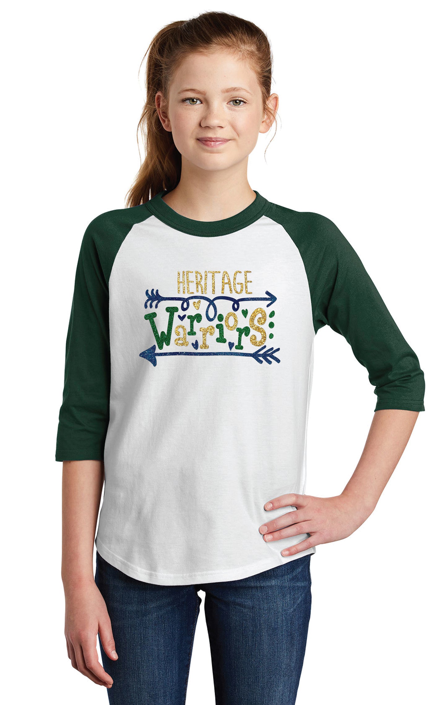 HCA Warriors Glittery 3/4 Sleeve Raglan Tee